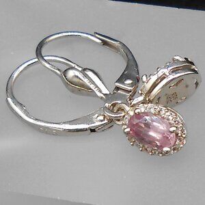 Earring, Premium Narsipatnam Pink Spinel & White Zircon in Rhodium over Sterling